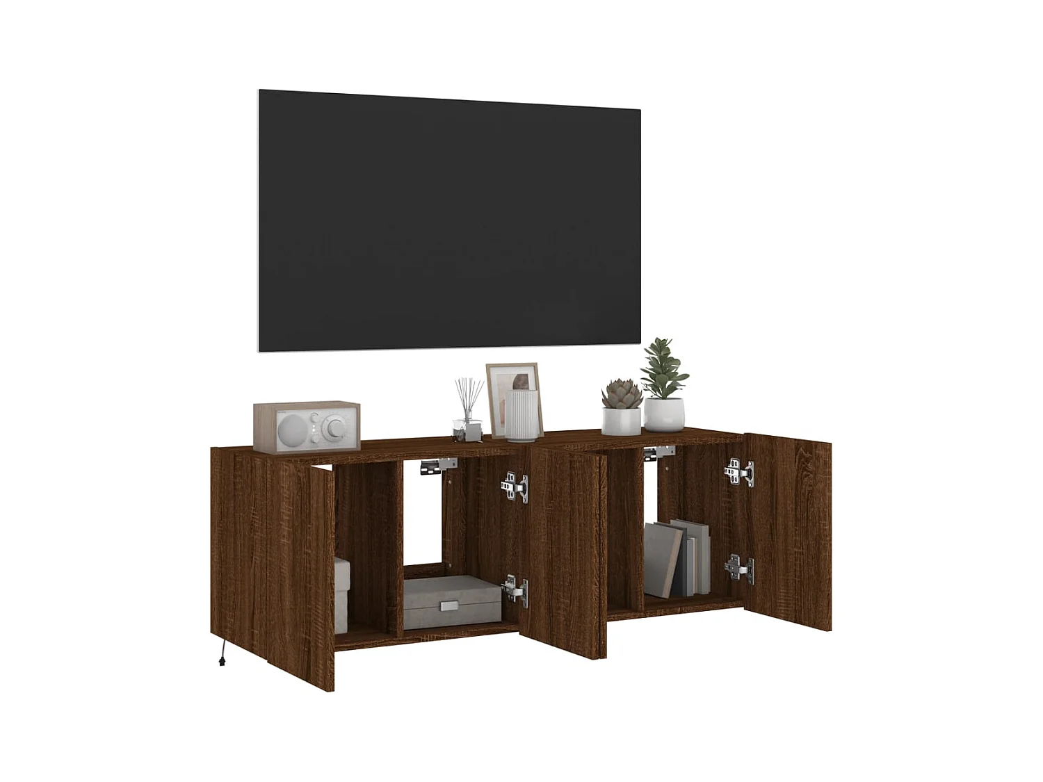 Gerben  Muebles TV de pared luces LED 2 uds marrón roble 60x35x41 cm