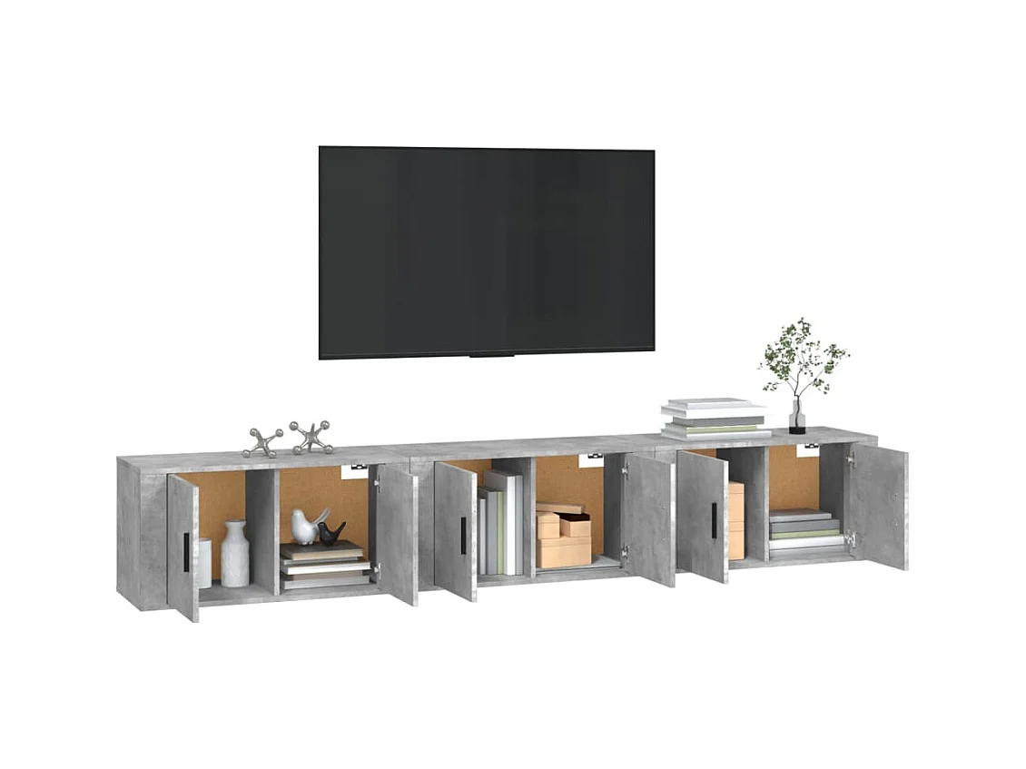 Crofton  Meubles TV muraux 3 pcs gris béton 80x34,5x40 cm