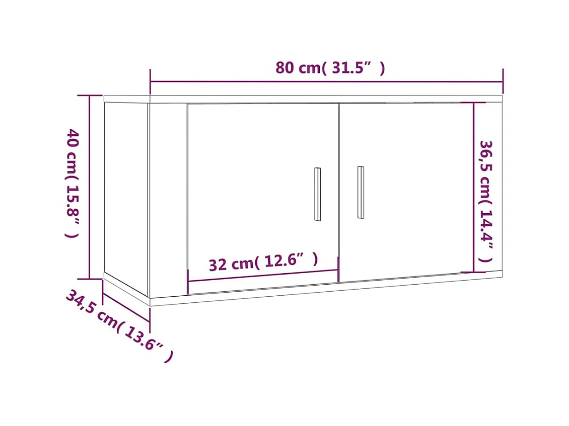 Crofton  Meubles TV muraux 3 pcs gris béton 80x34,5x40 cm