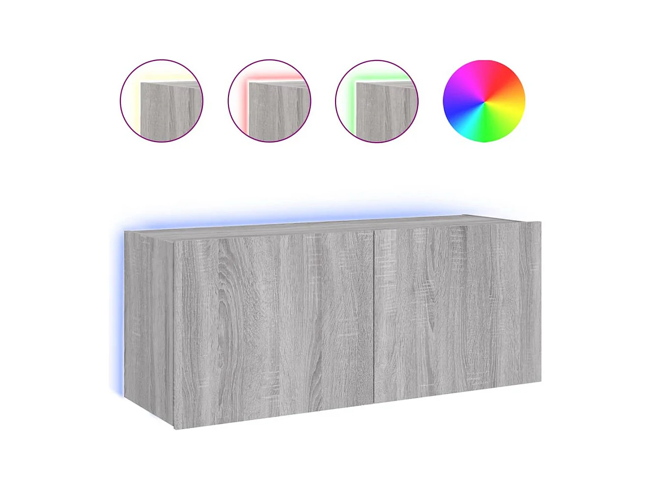 Gerben  Meuble TV mural avec lumières LED sonoma gris 100x35x41 cm