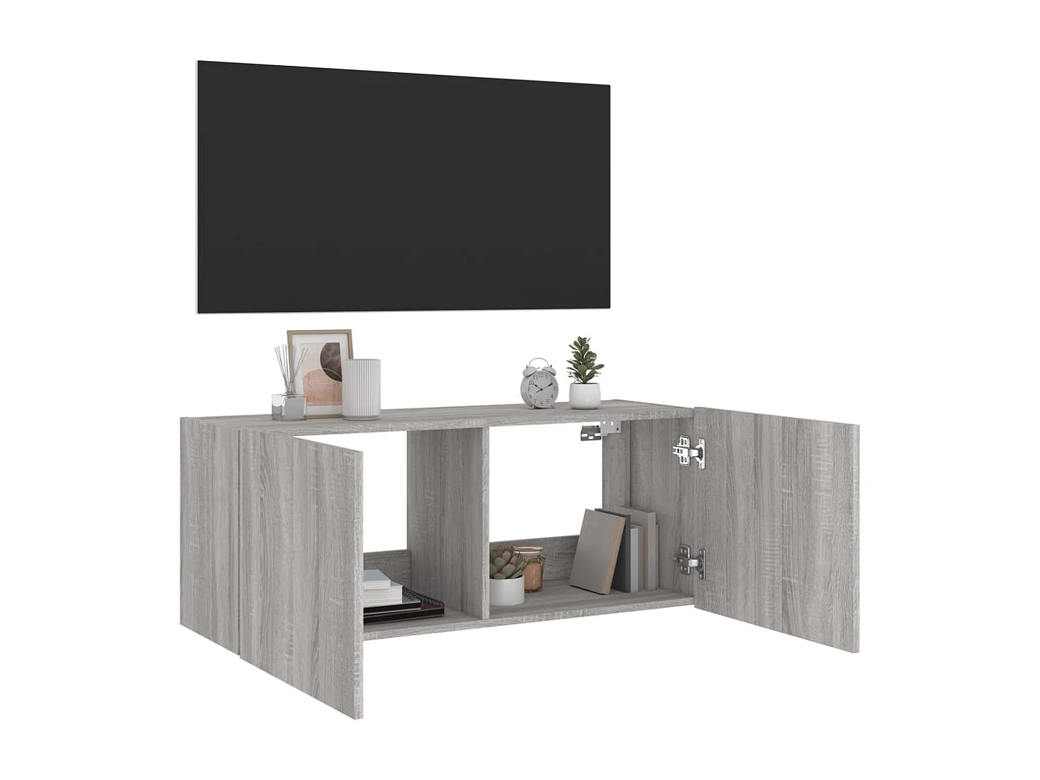 Gerben  Meuble TV mural avec lumières LED sonoma gris 100x35x41 cm