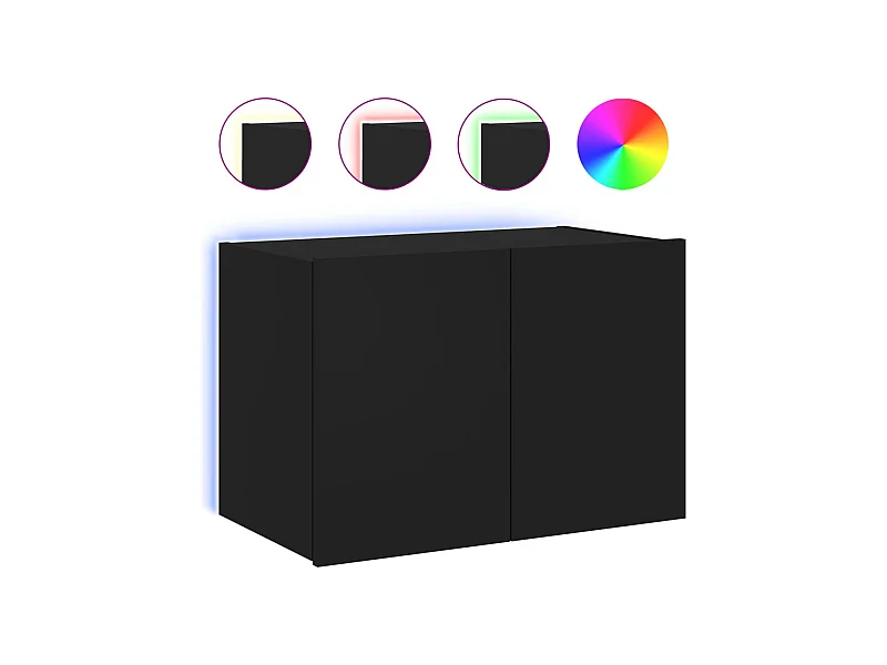 Gerben  Mueble de TV de pared con luces LED negro 60x35x41 cm