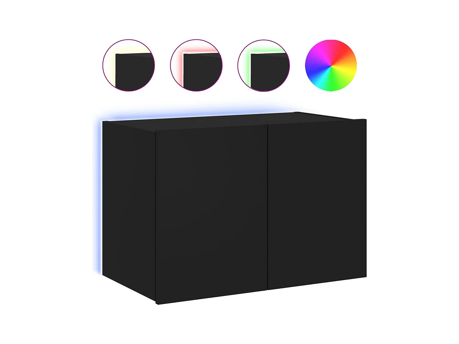 Gerben  Meuble TV mural avec lumières LED noir 60x35x41 cm