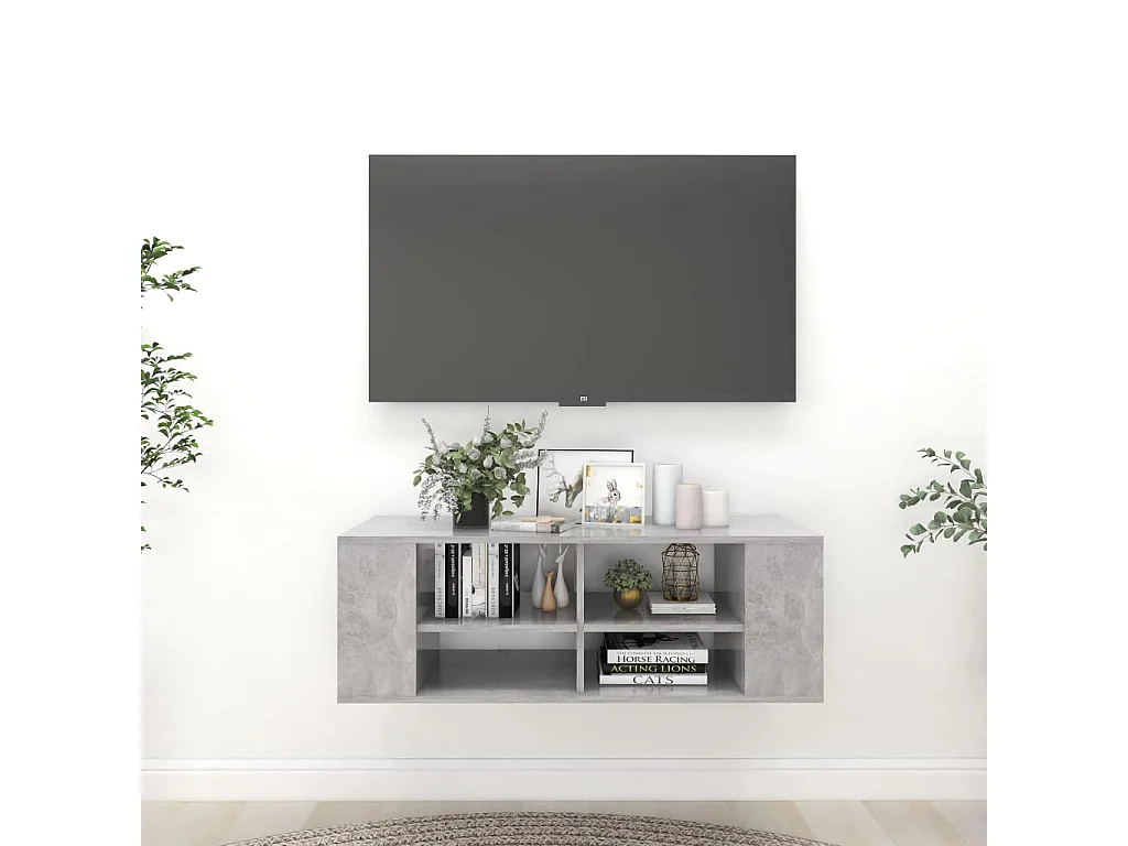 Ryno  Mueble pared TV madera contrachapada gris hormigón 102x35x35 cm