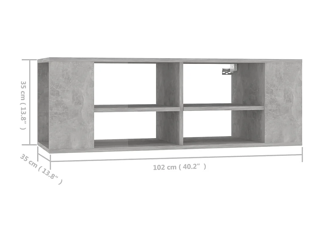 Ryno  Mueble pared TV madera contrachapada gris hormigón 102x35x35 cm