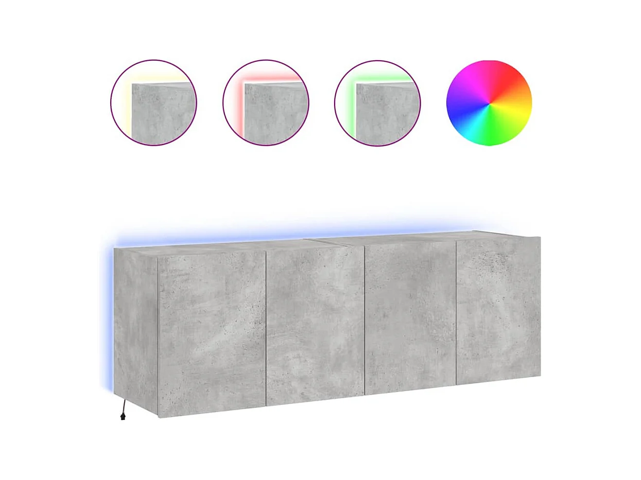 Gerben  Meubles TV muraux et lumières LED 2pcs gris béton 60x35x41 cm