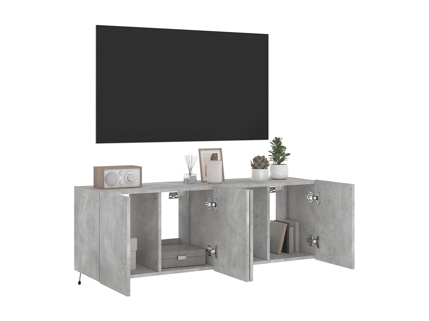 Gerben  Meubles TV muraux et lumières LED 2pcs gris béton 60x35x41 cm