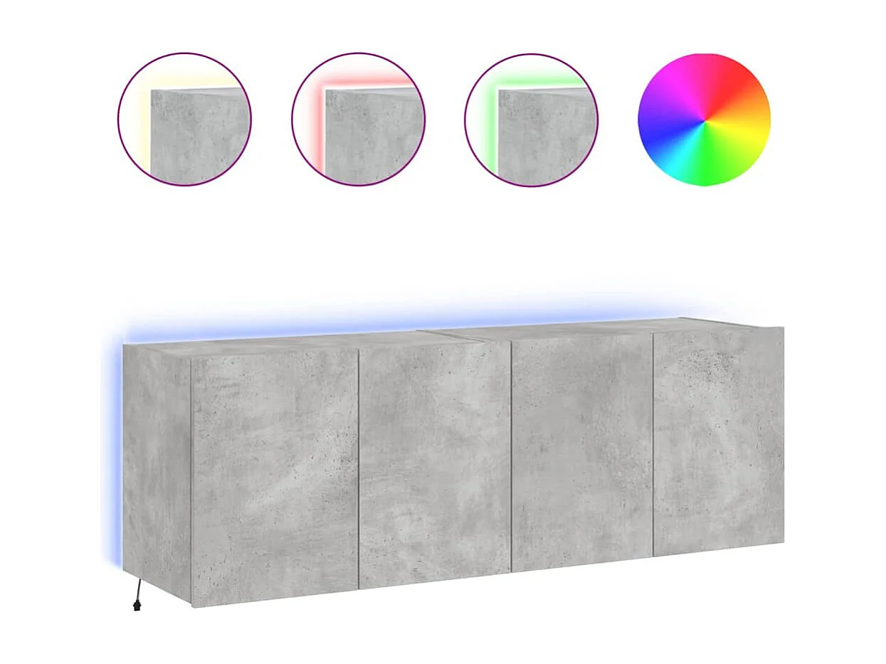 Gerben  Tv-wandmeubels met LED-verlichting 2 st 60x35x41 cm betongrijs