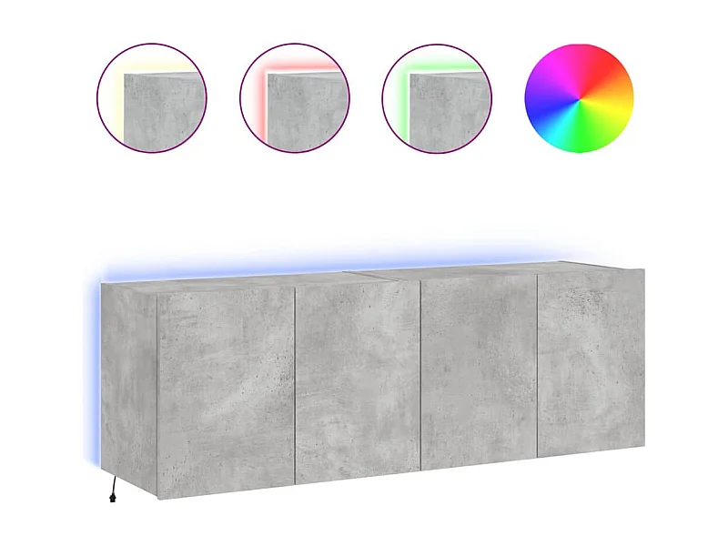 Gerben  Tv-wandmeubels met LED-verlichting 2 st 60x35x41 cm betongrijs