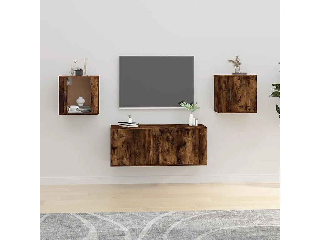Murk  Meubles TV muraux 2 pcs Chêne fumé 40x34,5x40 cm