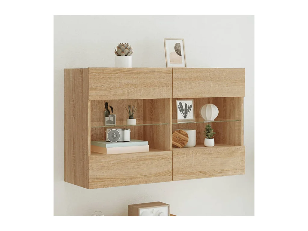 DuBois  Tv-wandmeubel met LED-verlichting 98,5x30x60,5 cm sonoma eiken