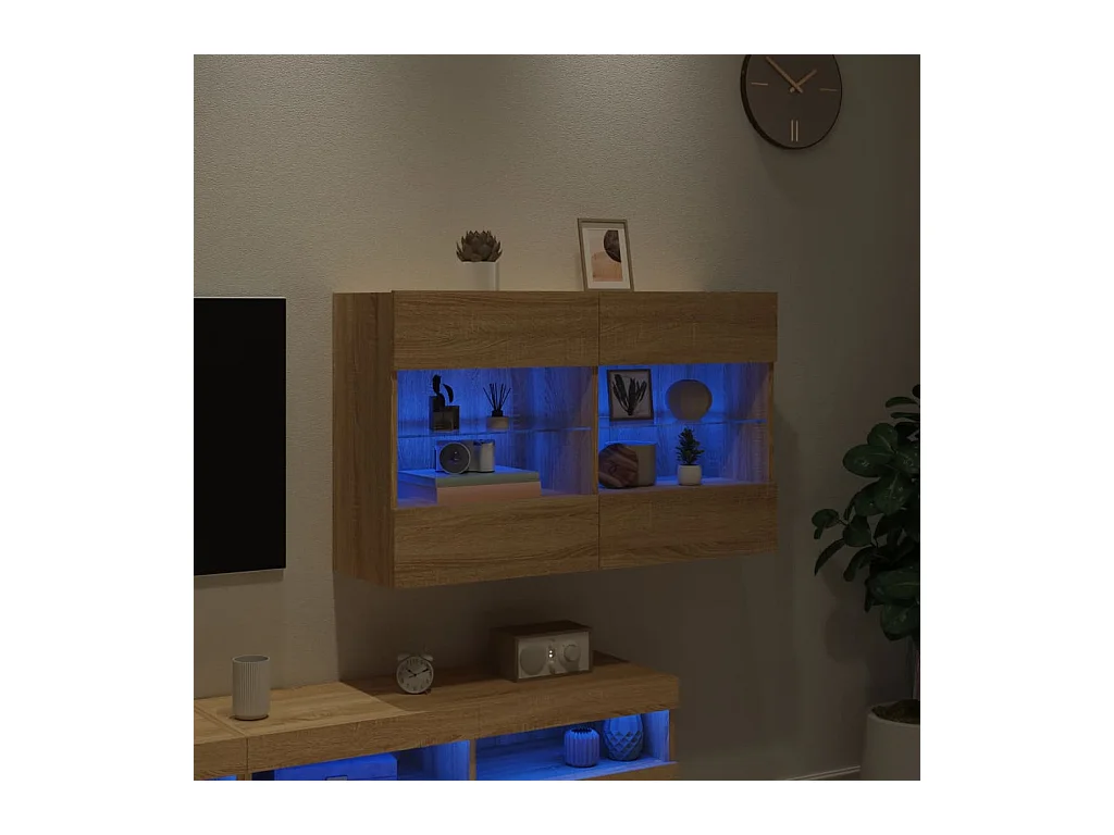 DuBois  Tv-wandmeubel met LED-verlichting 98,5x30x60,5 cm sonoma eiken