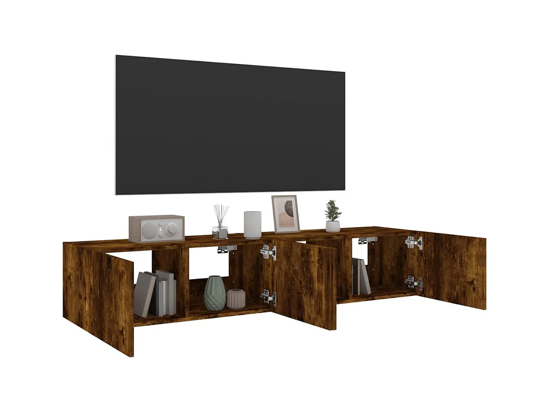 Gerben  Tv-wandmeubels met LED 2 st 80x35x31 cm gerookt eikenkleurig