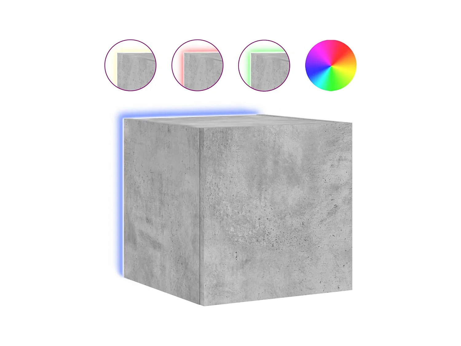 Gerben  Meuble TV mural avec lumières LED gris béton 30,5x35x30 cm