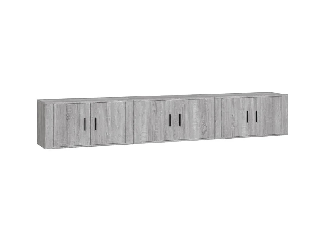 Crofton  Muebles para TV de pared 3 uds gris Sonoma 80x34,5x40 cm