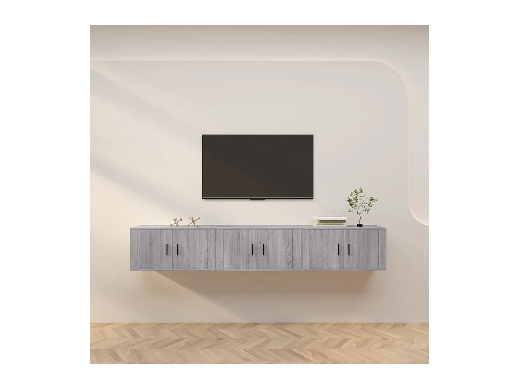 Crofton  Muebles para TV de pared 3 uds gris Sonoma 80x34,5x40 cm
