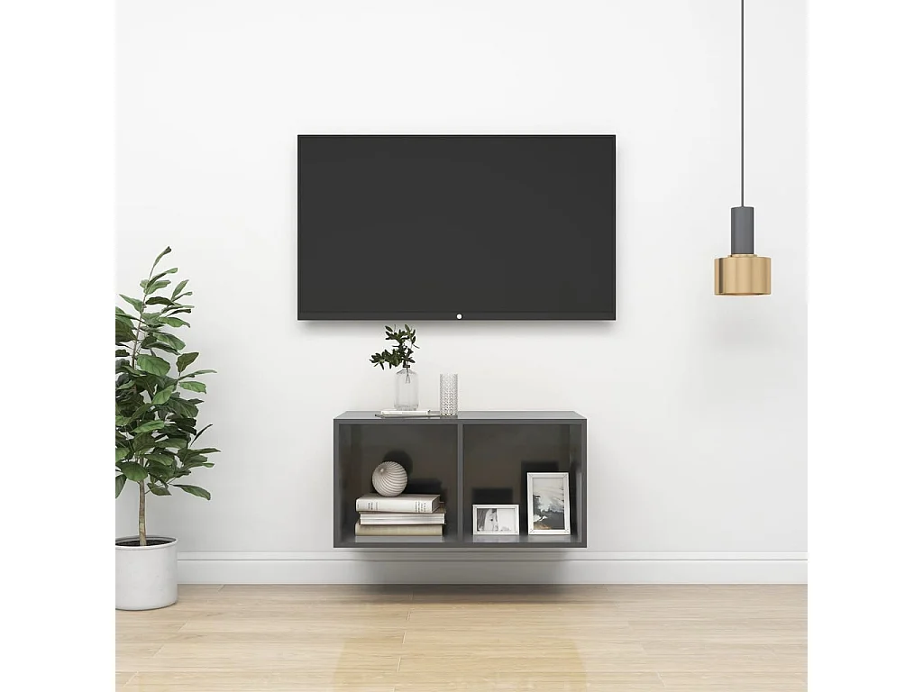 Aymee  Tv-wandmeubel 37x37x72 cm bewerkt hout hoogglans grijs