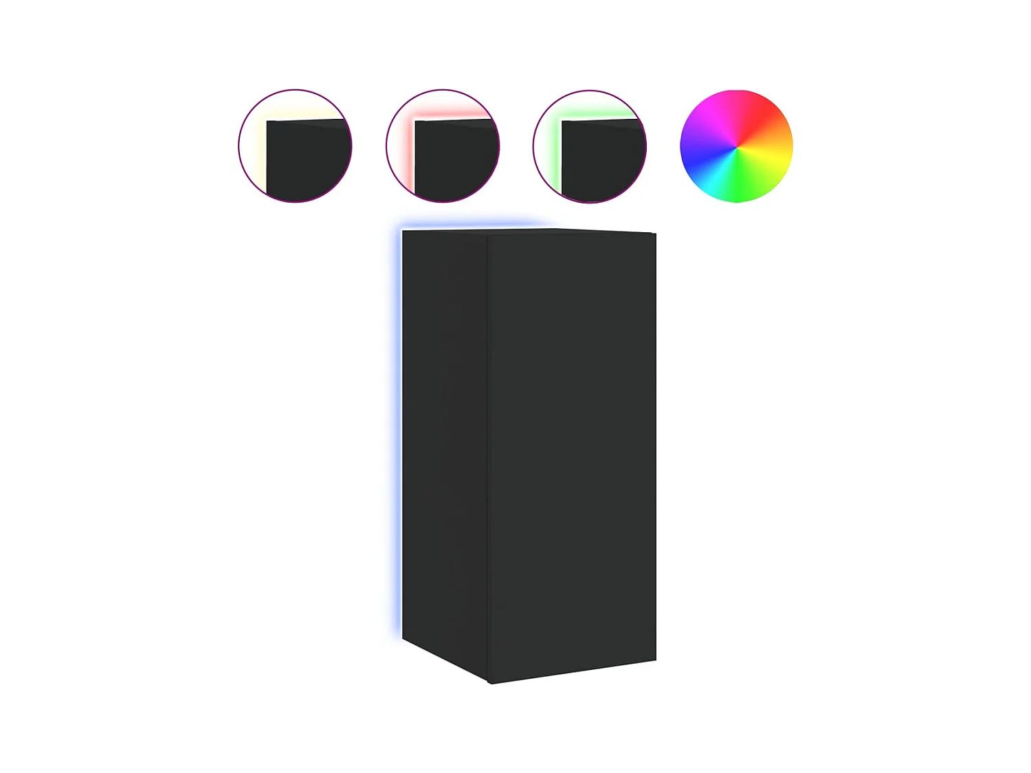 Gerben  Meuble TV mural avec lumières LED noir 30,5x35x70 cm