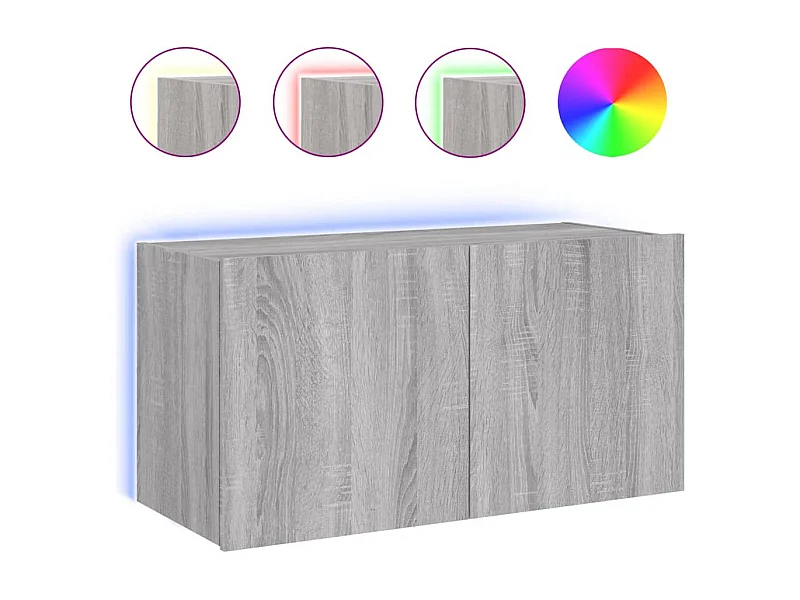Gerben  Meuble TV mural avec lumières LED sonoma gris 80x35x41 cm