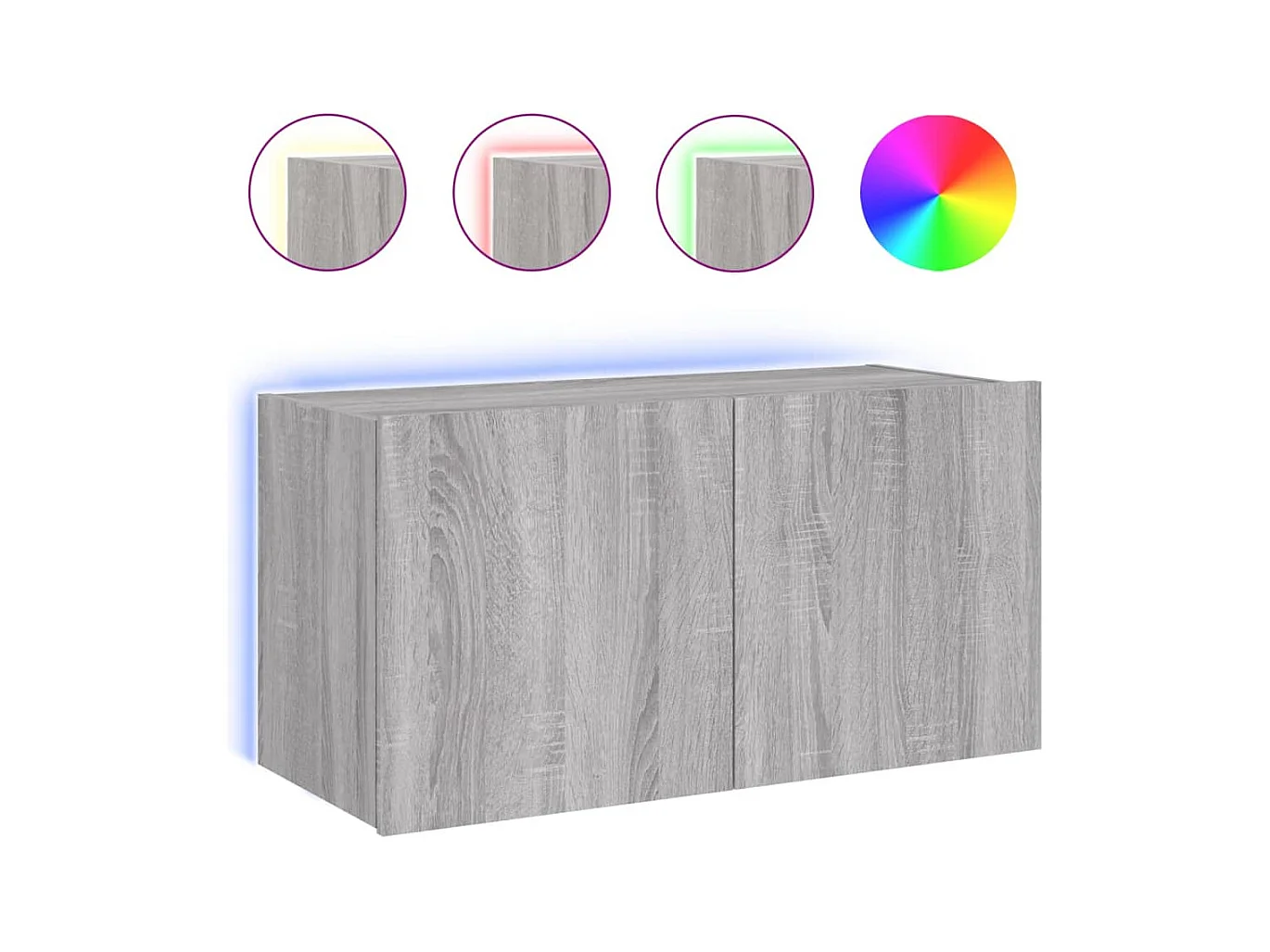 Gerben  Meuble TV mural avec lumières LED sonoma gris 80x35x41 cm