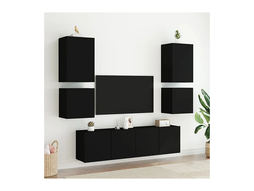 Chaffee  Meubles TV muraux 2 pcs noir 40,5x30x40 cm bois d'ingénierie