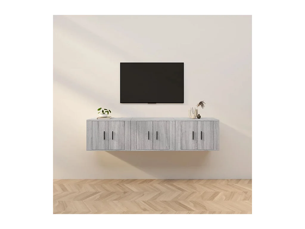 Crofton  Meubles TV muraux 3 pcs sonoma gris 57x34,5x40 cm