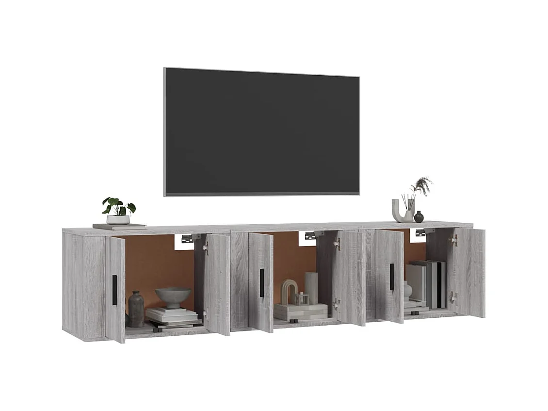 Crofton  Meubles TV muraux 3 pcs sonoma gris 57x34,5x40 cm