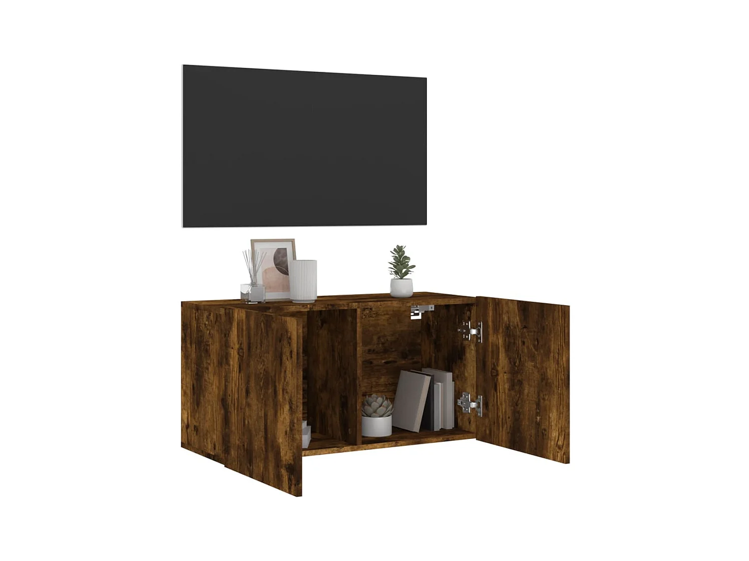 American Canyon  Meuble TV mural chêne fumé 80x30x41 cm