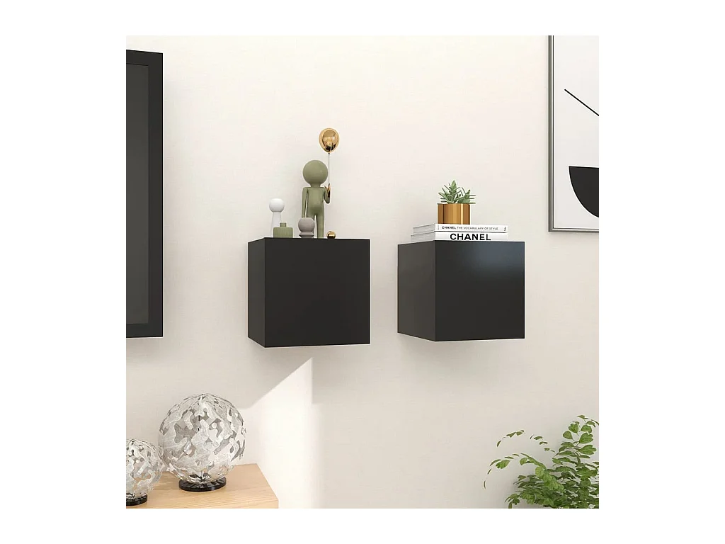 Ahakista  Tv-wandmeubelen 2 st 30,5x30x30 cm zwart