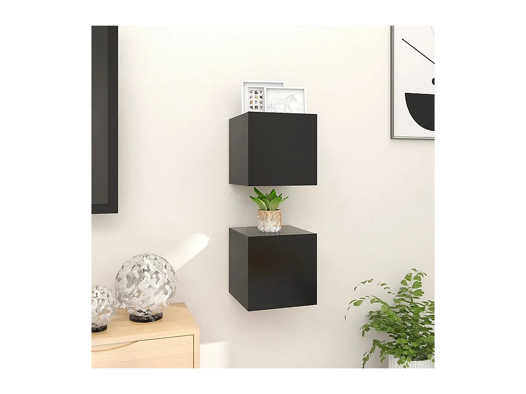 Ahakista  Tv-wandmeubelen 2 st 30,5x30x30 cm zwart