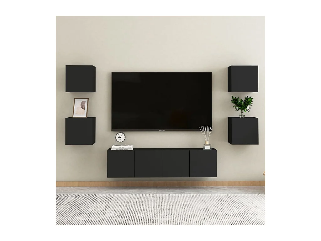 Ahakista  Tv-wandmeubelen 2 st 30,5x30x30 cm zwart