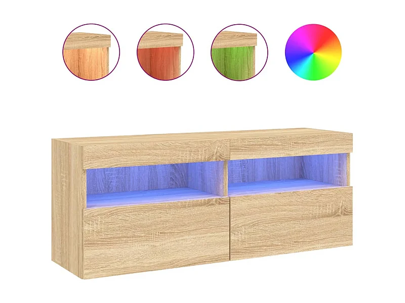 Ølstykke  Meuble TV mural avec lumières LED chêne sonoma 100x30x40 cm