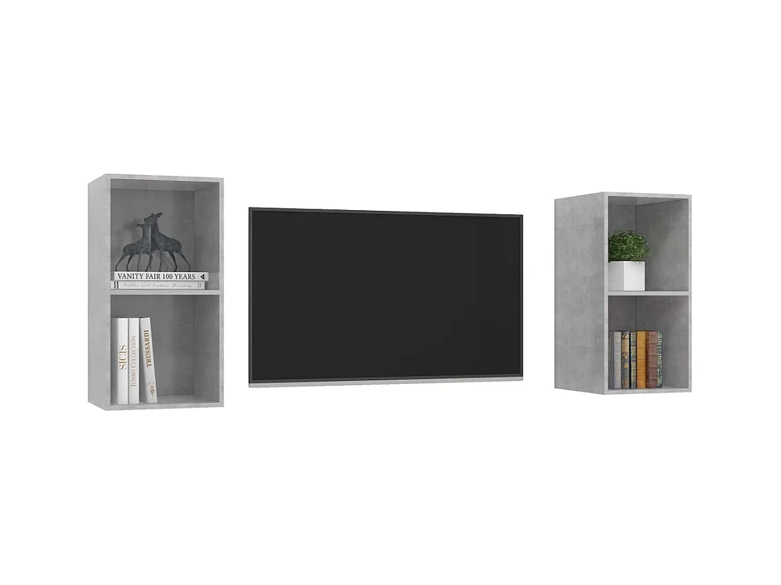 Christianshavn  Meubles TV muraux 2 pcs Gris béton Bois d'ingénierie