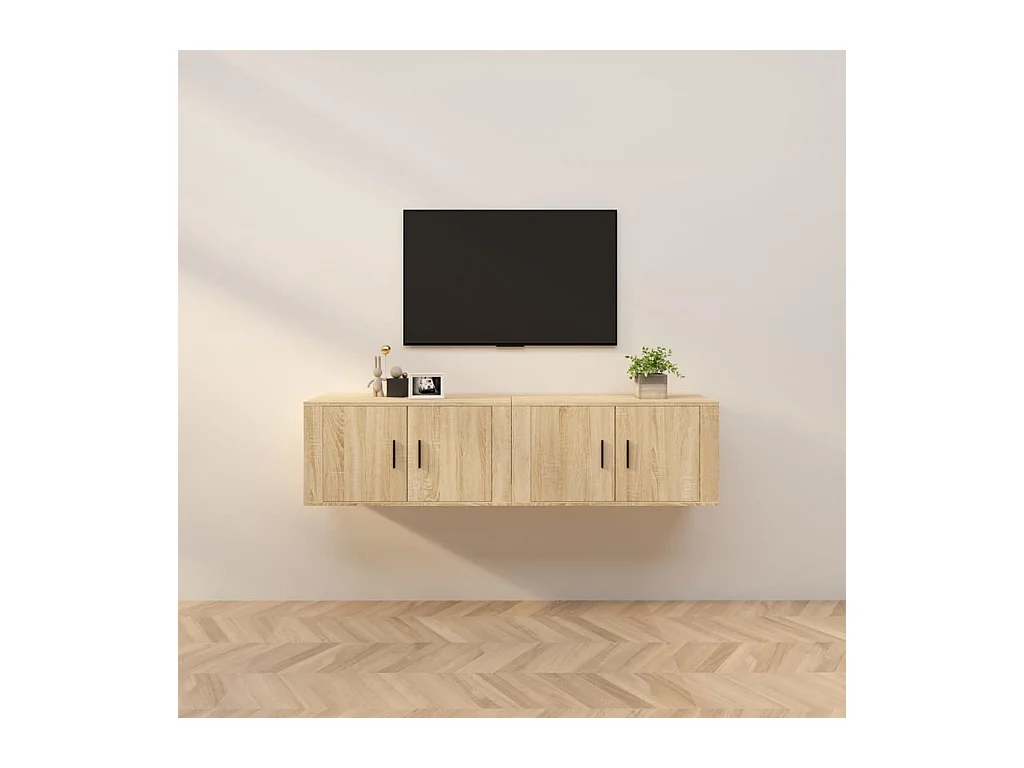 Crofton  Meubles TV muraux 2 pcs chêne sonoma 80x34,5x40 cm