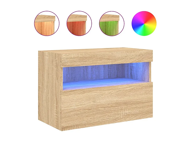Ølstykke  Meuble TV mural avec lumières LED chêne sonoma 60x30x40 cm