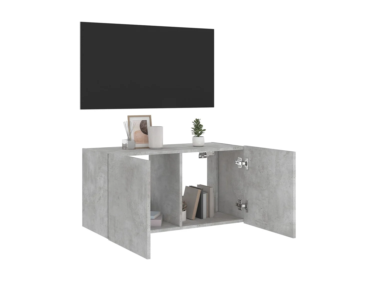 Gerben  Meuble TV mural avec lumières LED gris béton 80x35x41 cm