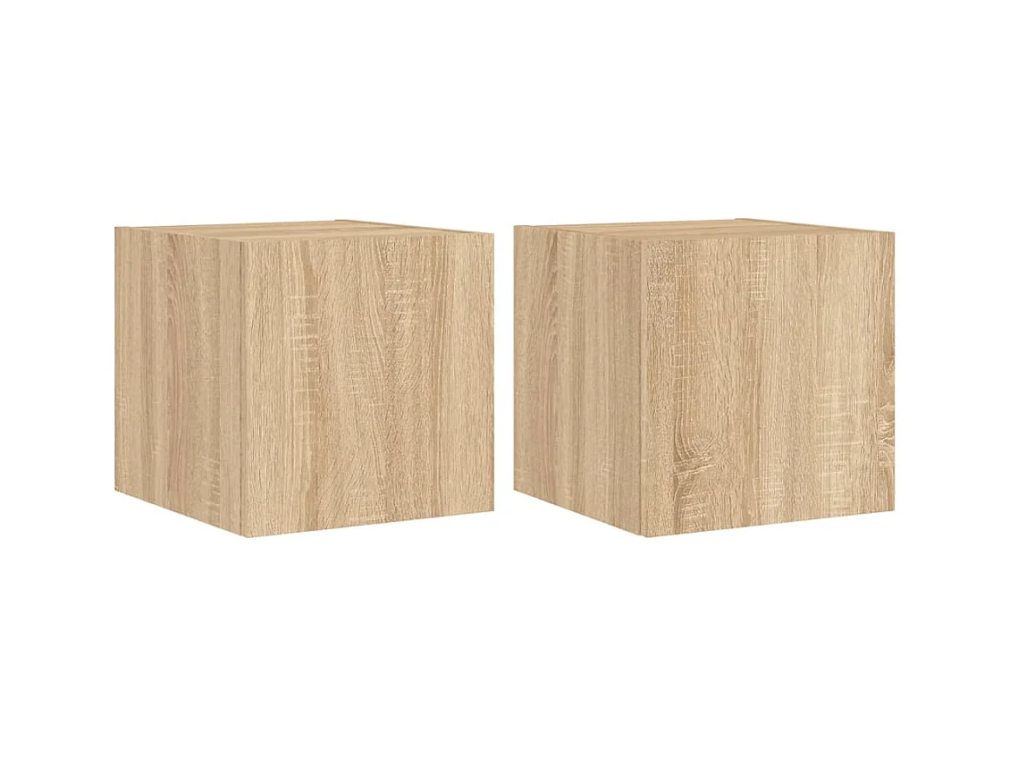 Gerben  Tv-wandmeubels met LED 2 st 30,5x35x30 cm sonoma eikenkleurig