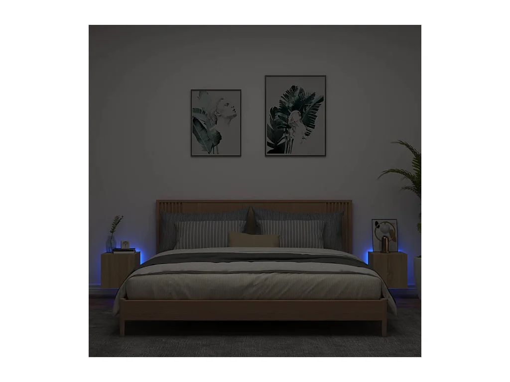 Gerben  Tv-wandmeubels met LED 2 st 30,5x35x30 cm sonoma eikenkleurig