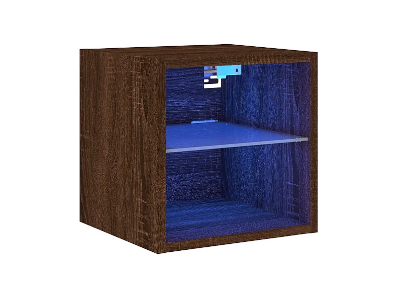 Hans  Meuble TV mural avec lumières LED chêne marron 30x28,5x30 cm