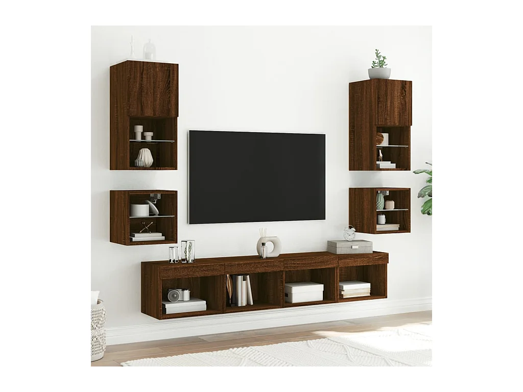 Hans  Tv-wandmeubel met LED-verlichting 30x28,5x30 cm bruineikenkleur