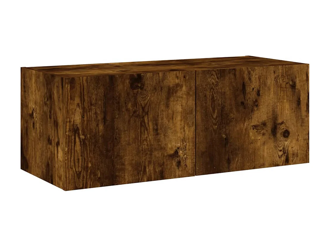 Gerben  Mueble de TV de pared con luces LED roble ahumado 80x35x31 cm