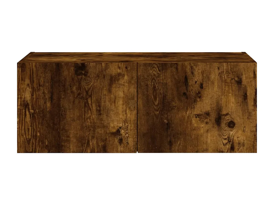 Gerben  Mueble de TV de pared con luces LED roble ahumado 80x35x31 cm