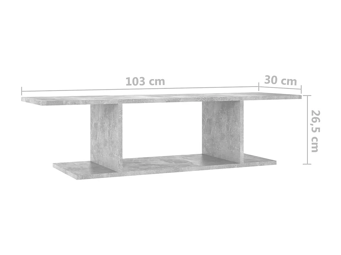 Kiandra  Mueble de TV de pared gris hormigón 103x30x26,5 cm