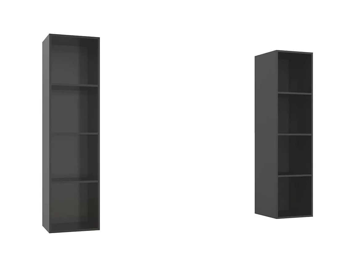 Buckeye  Meubles TV muraux 2 pcs Gris brillant Bois d'ingénierie