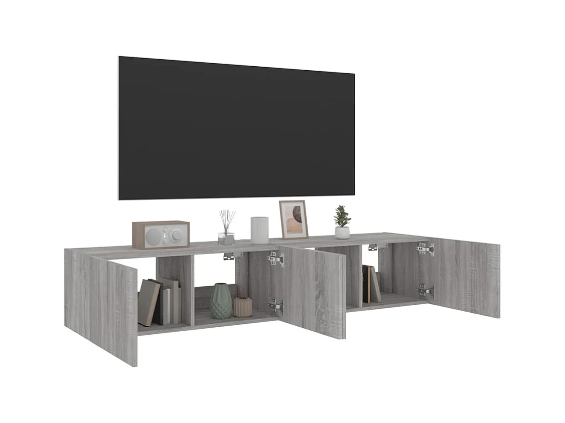 Gerben  Meubles TV muraux et lumières LED 2pcs sonoma gris 80x35x31 cm