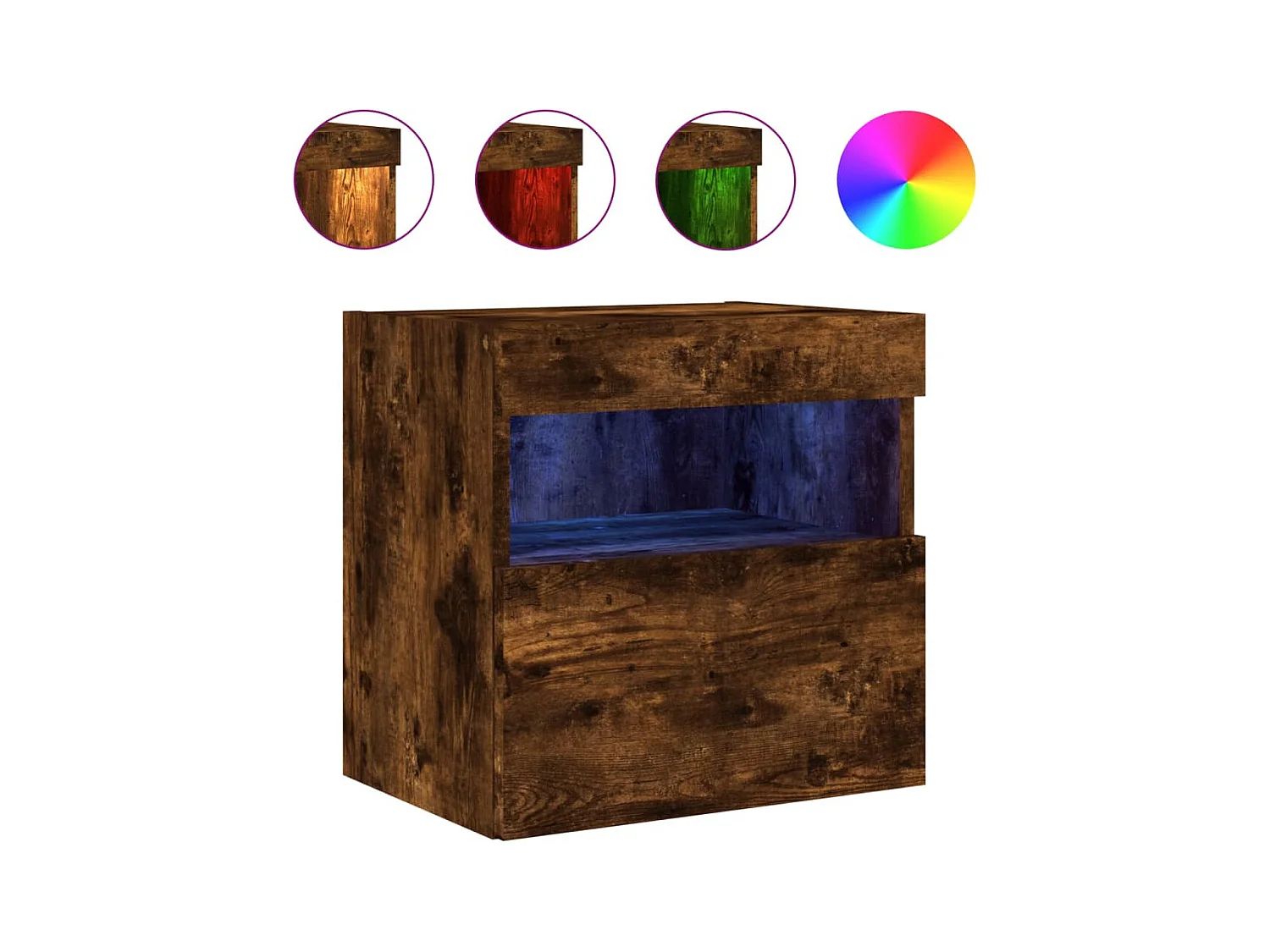 Ølstykke  Mueble de TV de pared con luces LED roble ahumado 40x30x40 cm