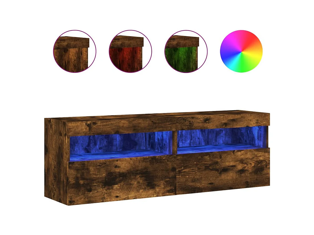 Ølstykke  Tv-wandmeubels met LED 2 st 60x30x40 cm gerookt eikenkleurig