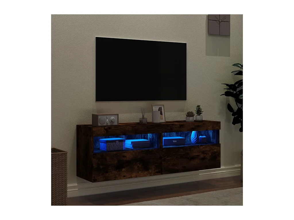 Ølstykke  Tv-wandmeubels met LED 2 st 60x30x40 cm gerookt eikenkleurig