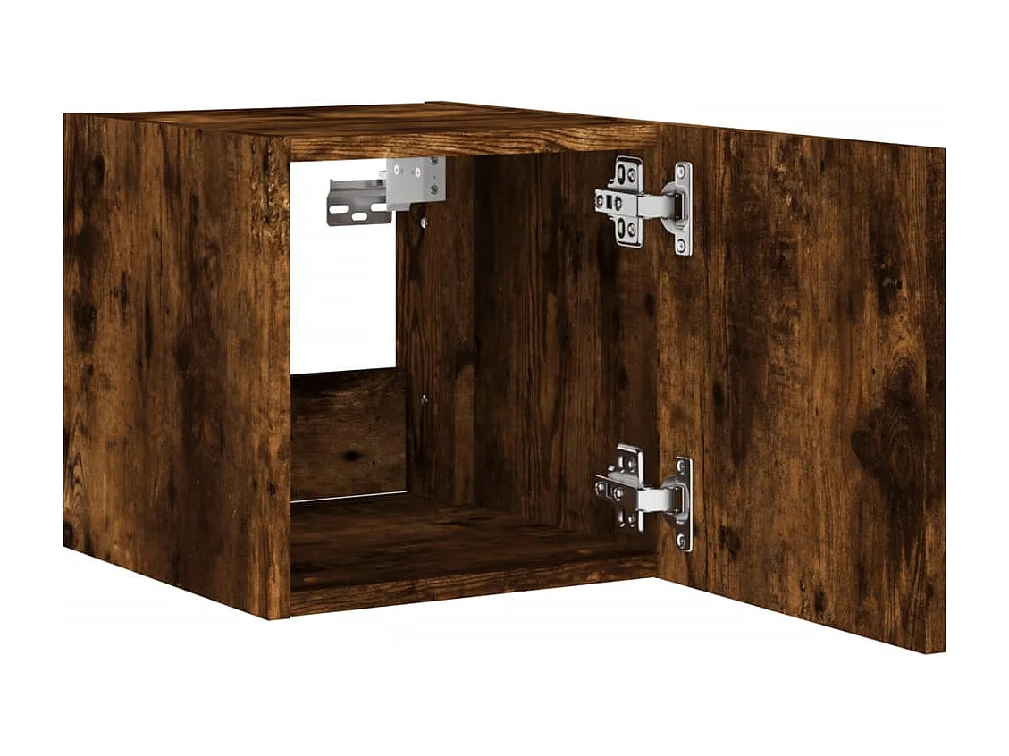 Gerben  Meuble TV mural avec lumières LED chêne fumé 30,5x35x30 cm