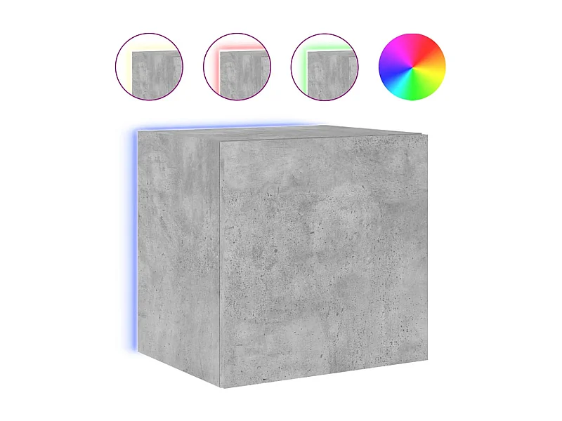 Gerben  Mueble de TV de pared con luces LED gris hormigón 40,5x35x40 cm